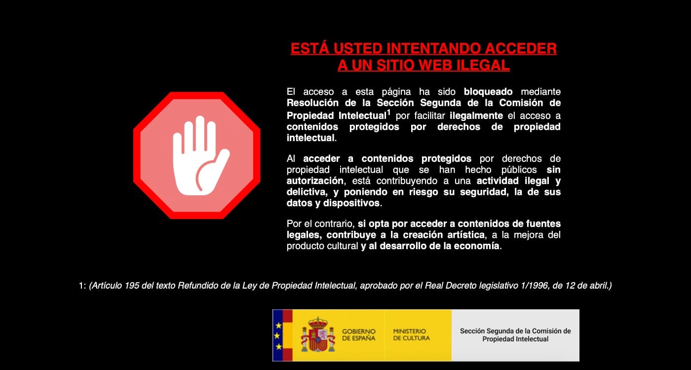 La página oficial para el bloqueo de webs